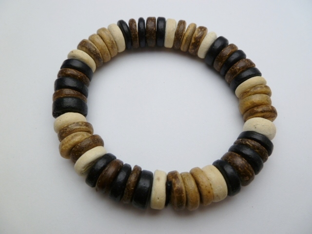 Brown Tone 10mm Coconut Beads Stretchable Bracelet